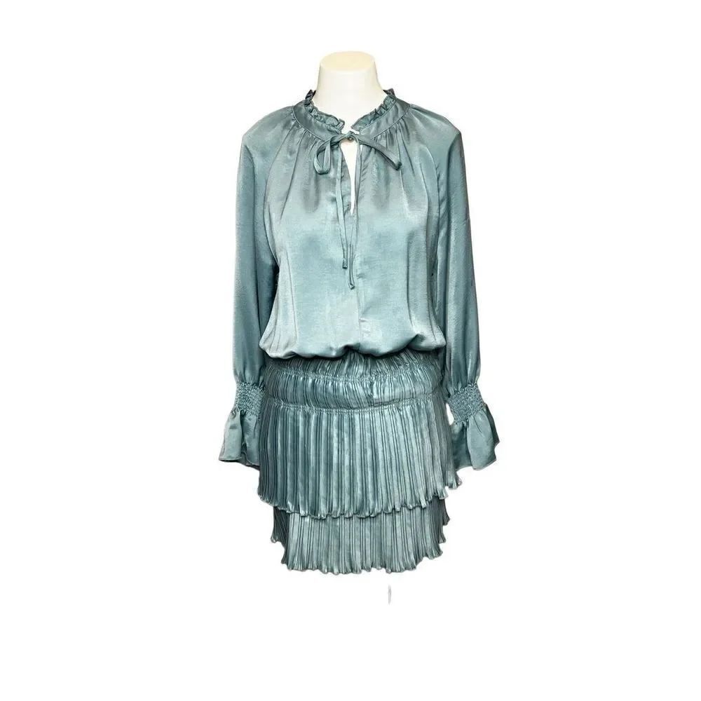P. Cill aqua long sleeve boho mini dress size S